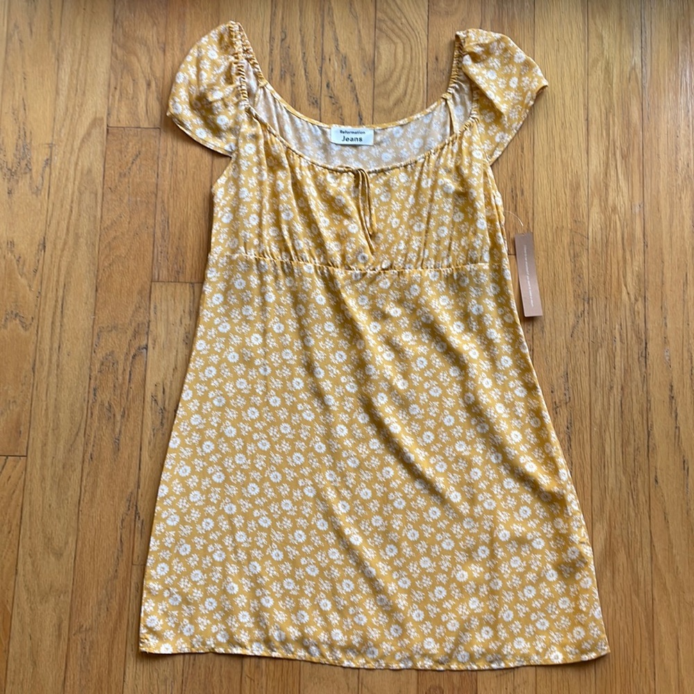 Reformation Yellow Floral Dress